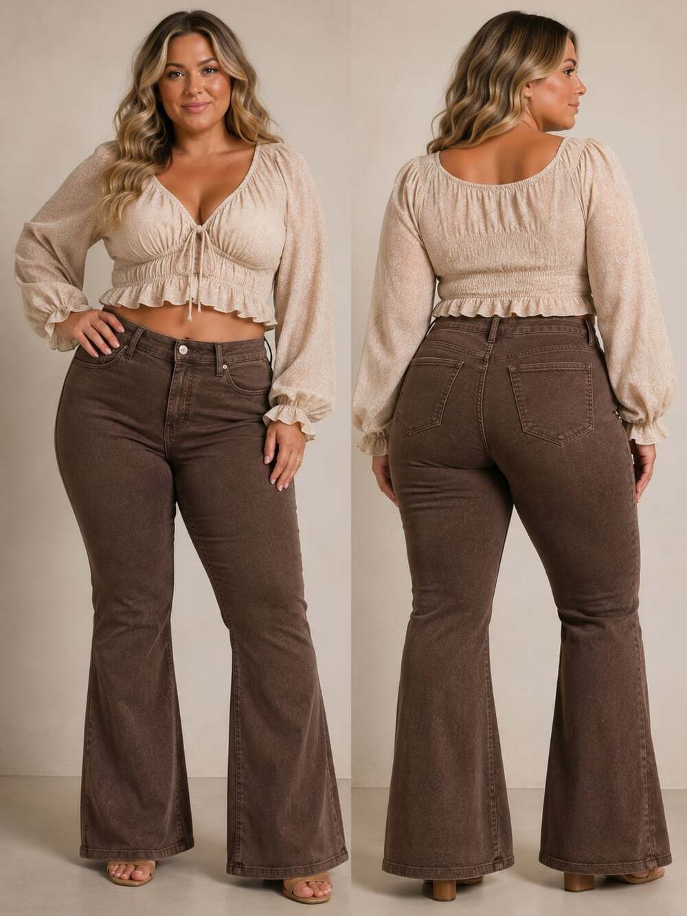 LOFT Outlet High Rise Flare Brown Corduroy Pants Size 12
M90
